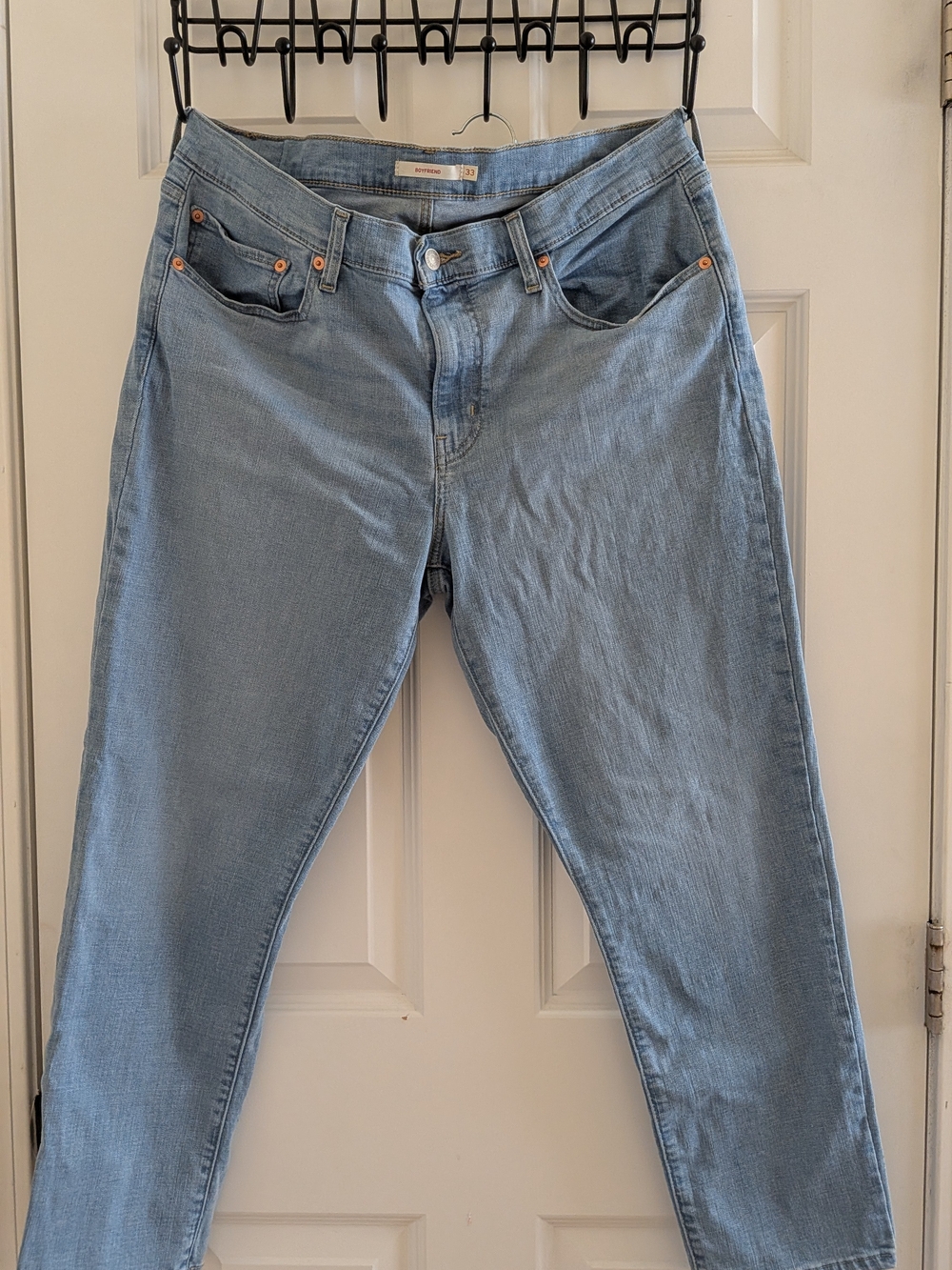 Light Blue Women’s Boyfriend Jeans - Casual Mid-Rise